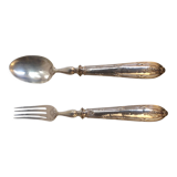 2 serving cutlery in cored silver and silver metal