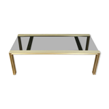 Design coffee table in gilded metal and tinted glass