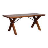 Solid oak dining table, French craftsmanship, 1960.