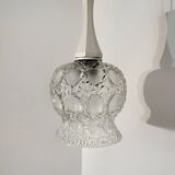 Pressed molded glass pendant light from the 60s