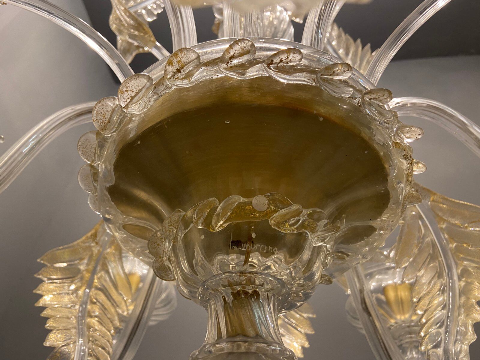 Italian Murano Glass Gold Chandelier by La Murrina