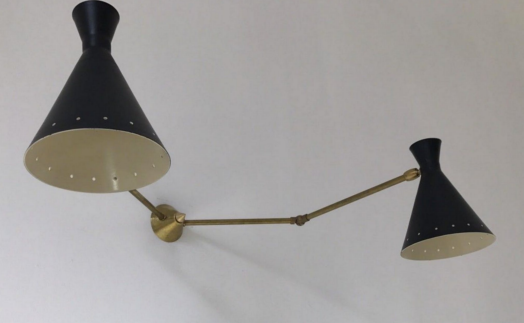 Murable applied Italian double  Lampshade black painted metal