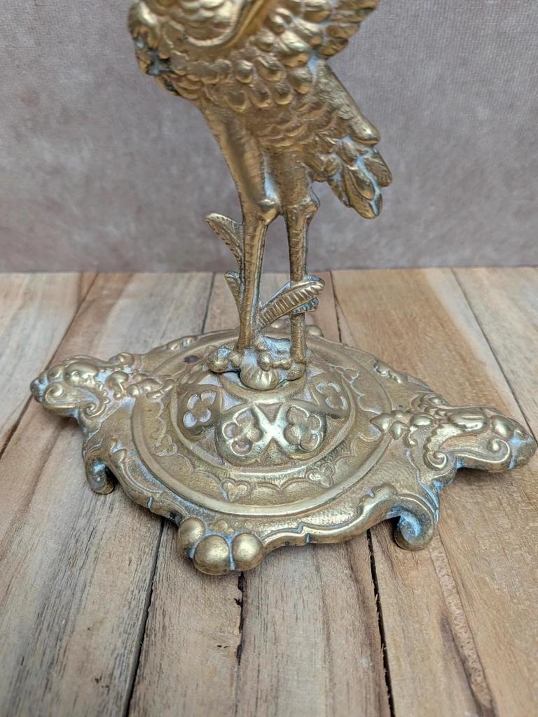 Antique brass candlestick heron – Orientalist Art Nouveau style