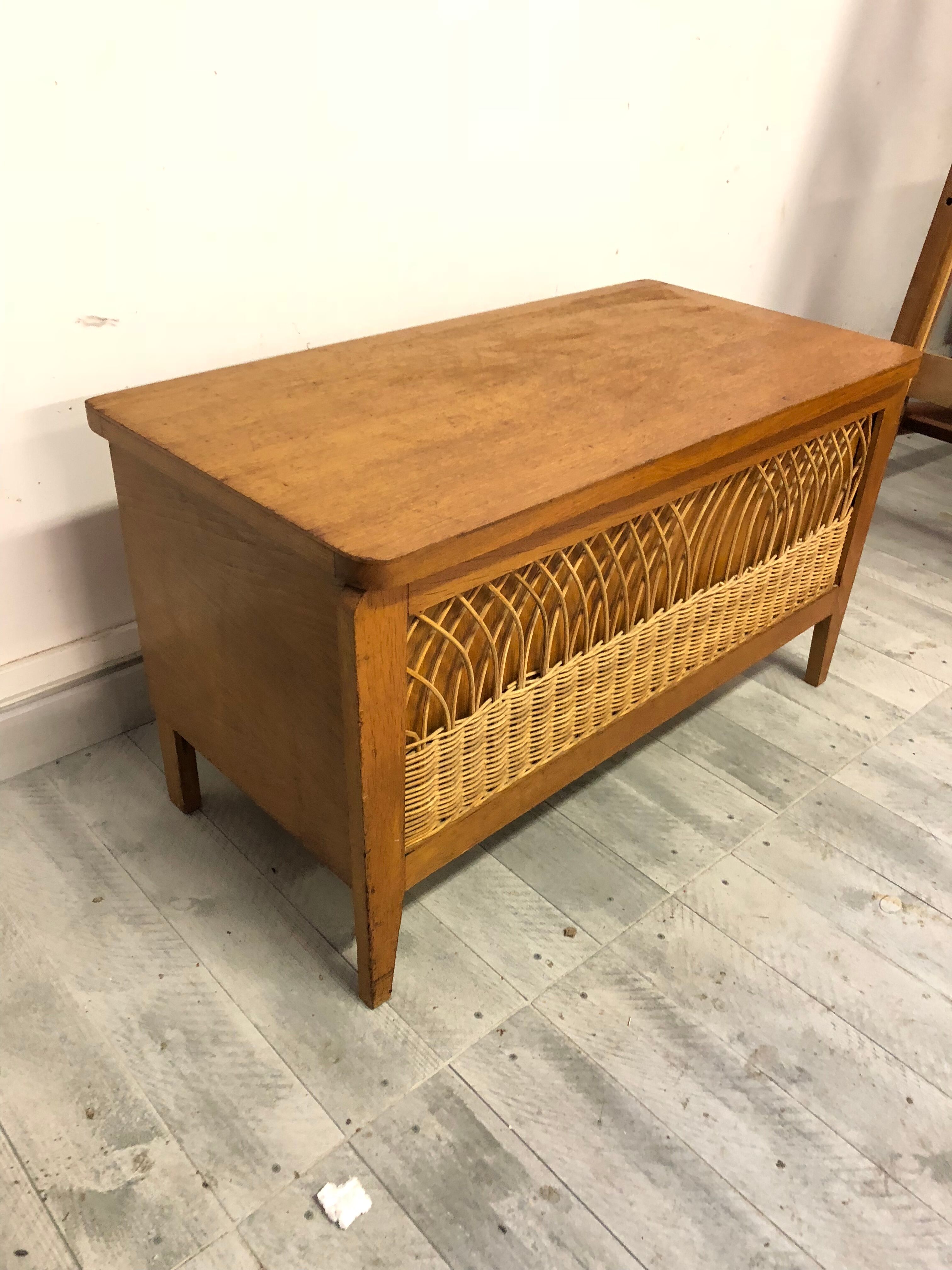 Storage box wood and rattan