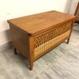 Storage box wood and rattan