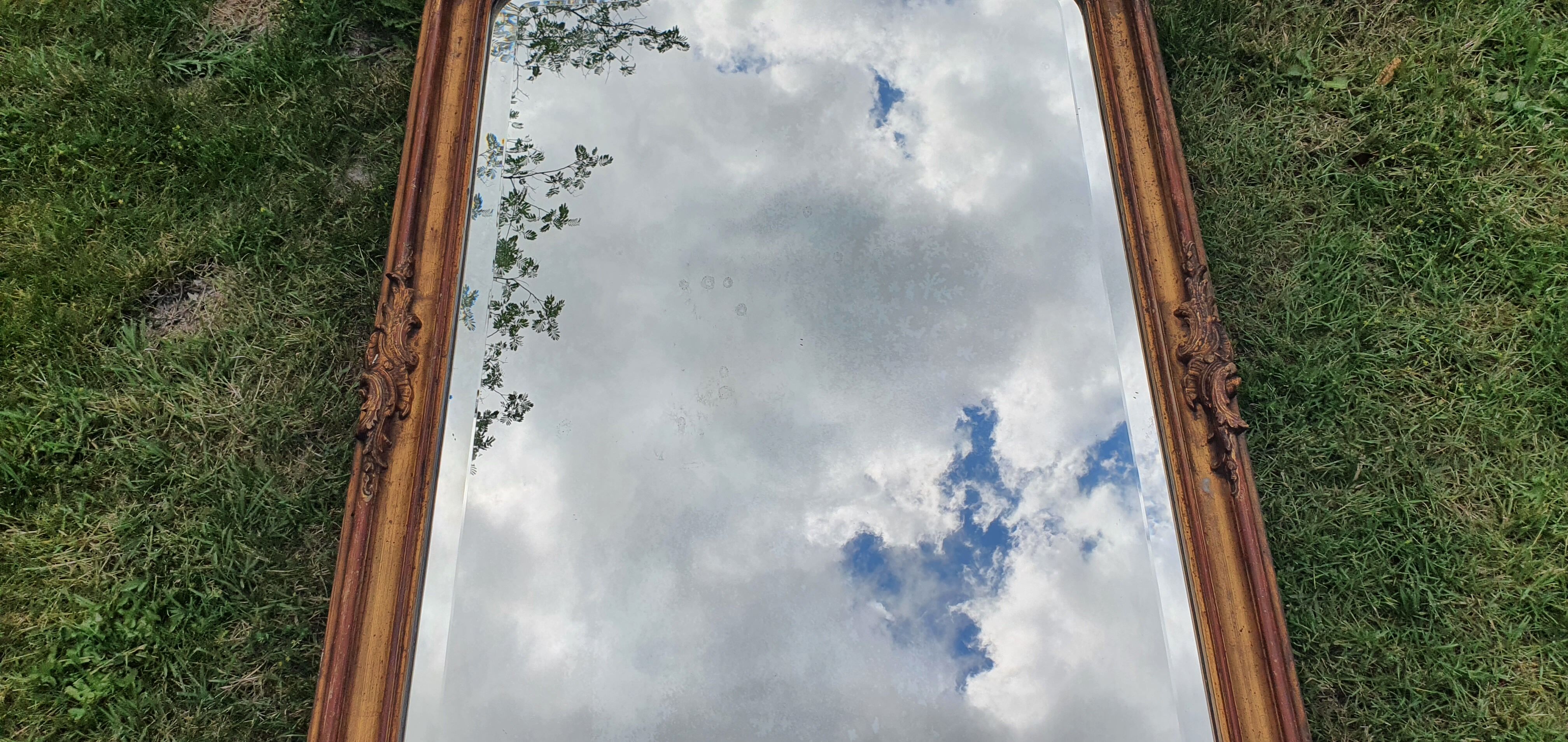 Gilded mirror of louis XV style fireplace 1900 79x145cm