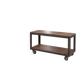 Industrial coffee table in metal and wood, wheeled table, trolley, vintage table, interior decoration.