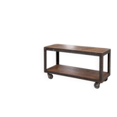 Industrial coffee table in metal and wood, wheeled table, trolley, vintage table, interior decoration.