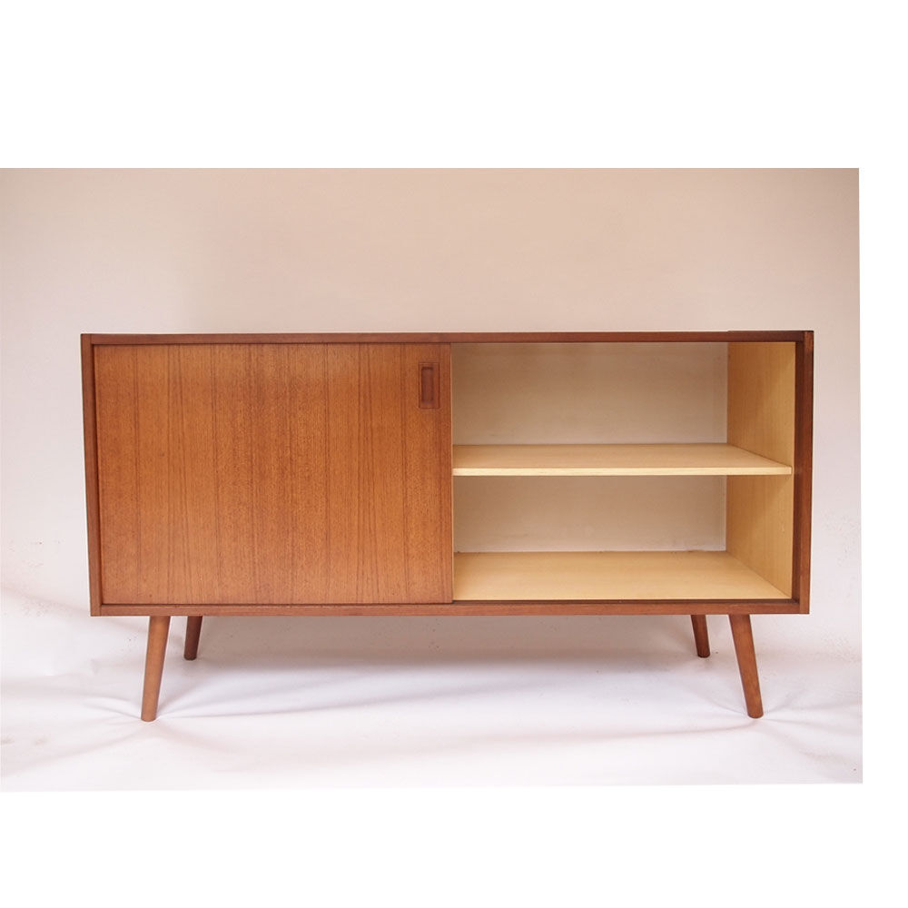 Enfilade scandinave portes coulissantes teck miel