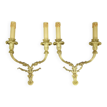 Grande paire d'appliques style Louis XVI du XIXe - bronze doré