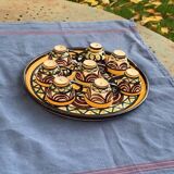 Tray, plate and 8 liqueur cups in ceramic from St Jean de Bretagne vintage 1950/60