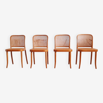 Set of 4 blonde Prague or 811 chairs, Ligna, 1970s