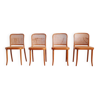 Set of 4 blonde Prague or 811 chairs, Ligna, 1970s