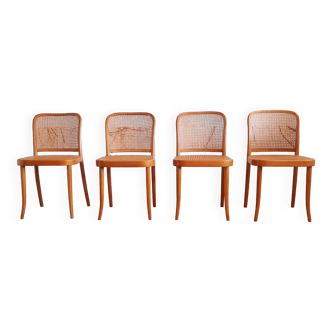 Suite de 4 chaises blondes Prague ou 811, Ligna, 1970