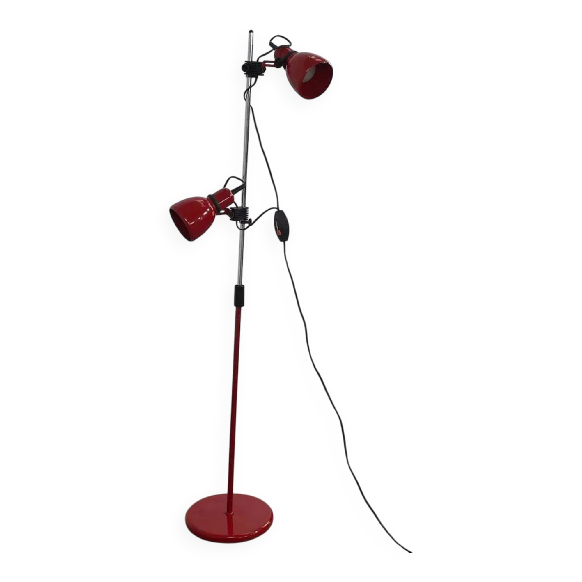 1970s-80s floor lamp in chrome metal and red
