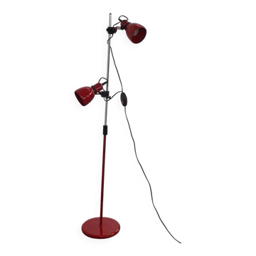 Lampadaire des années 70-80 en métal chromé et rouge