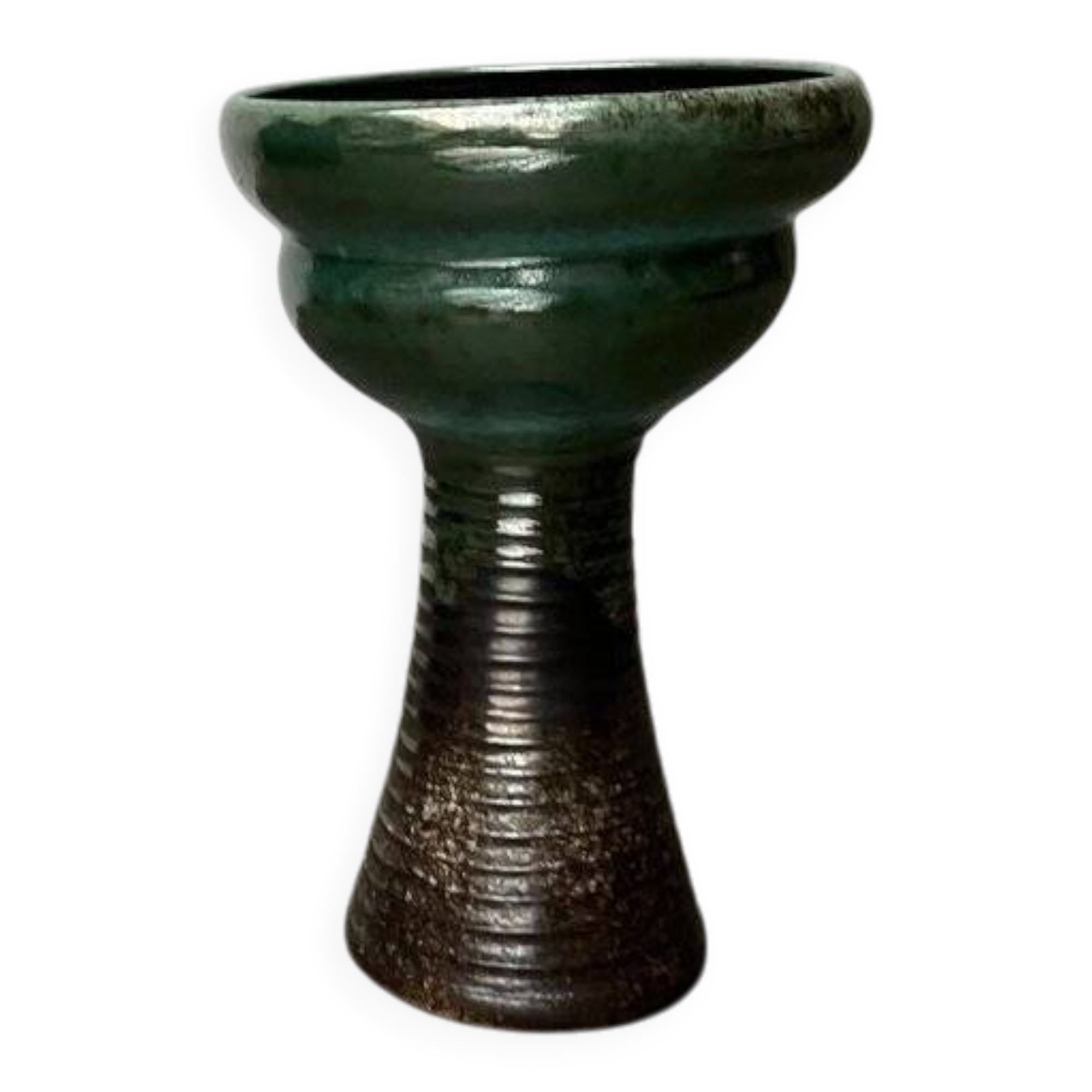 Brutalist studio pottery vase in East German style from the mid-century by Kerstin & Ralf Unterstab for Kunsttöpferei Unterstab KTU, 1960s.