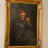 Old painting, the seamstress, signed L Cambedouzou and dated 1904