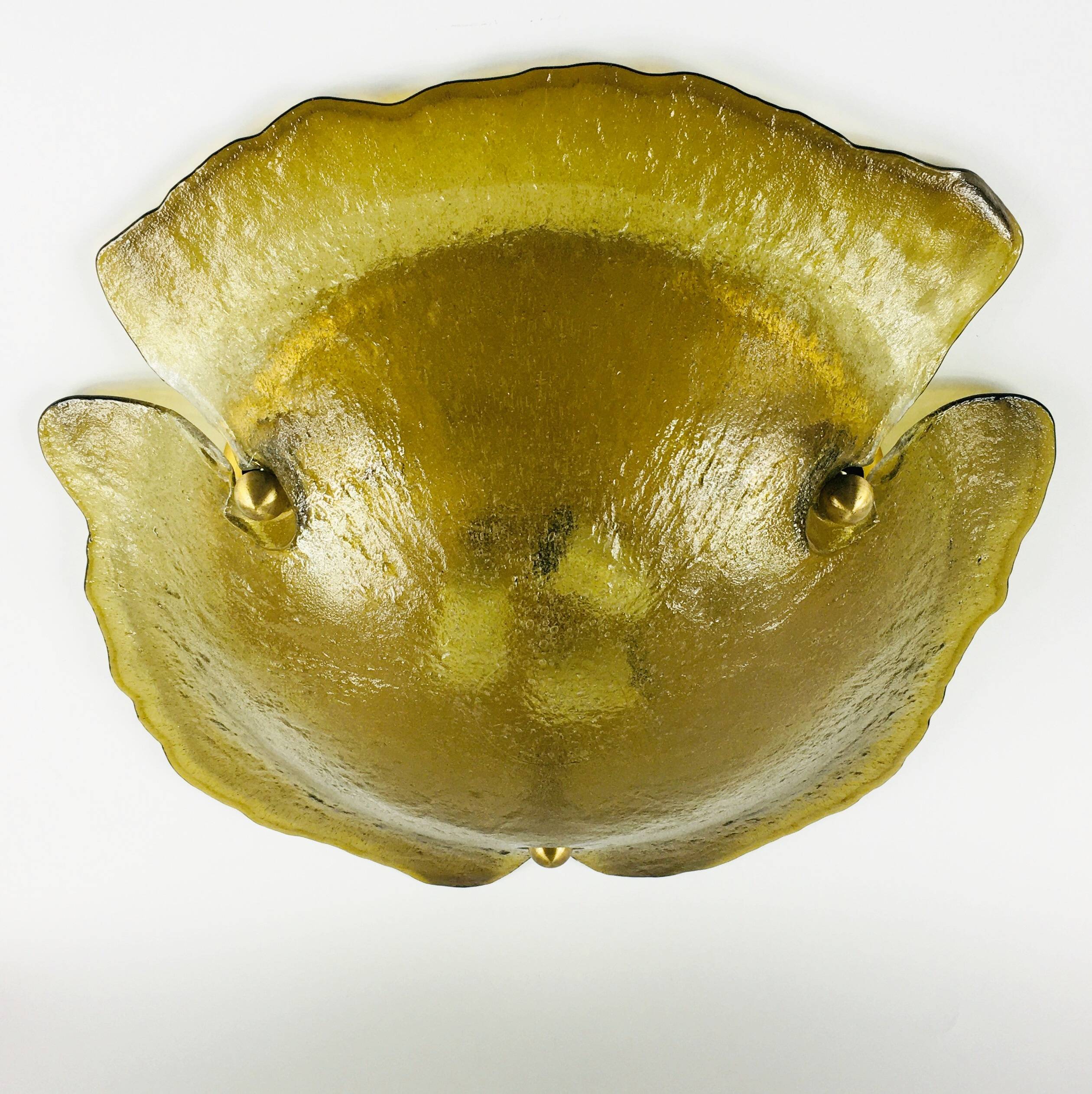 Grand plafonnier en verre de Murano en forme de fleur de Peill & Putzler, années 1970