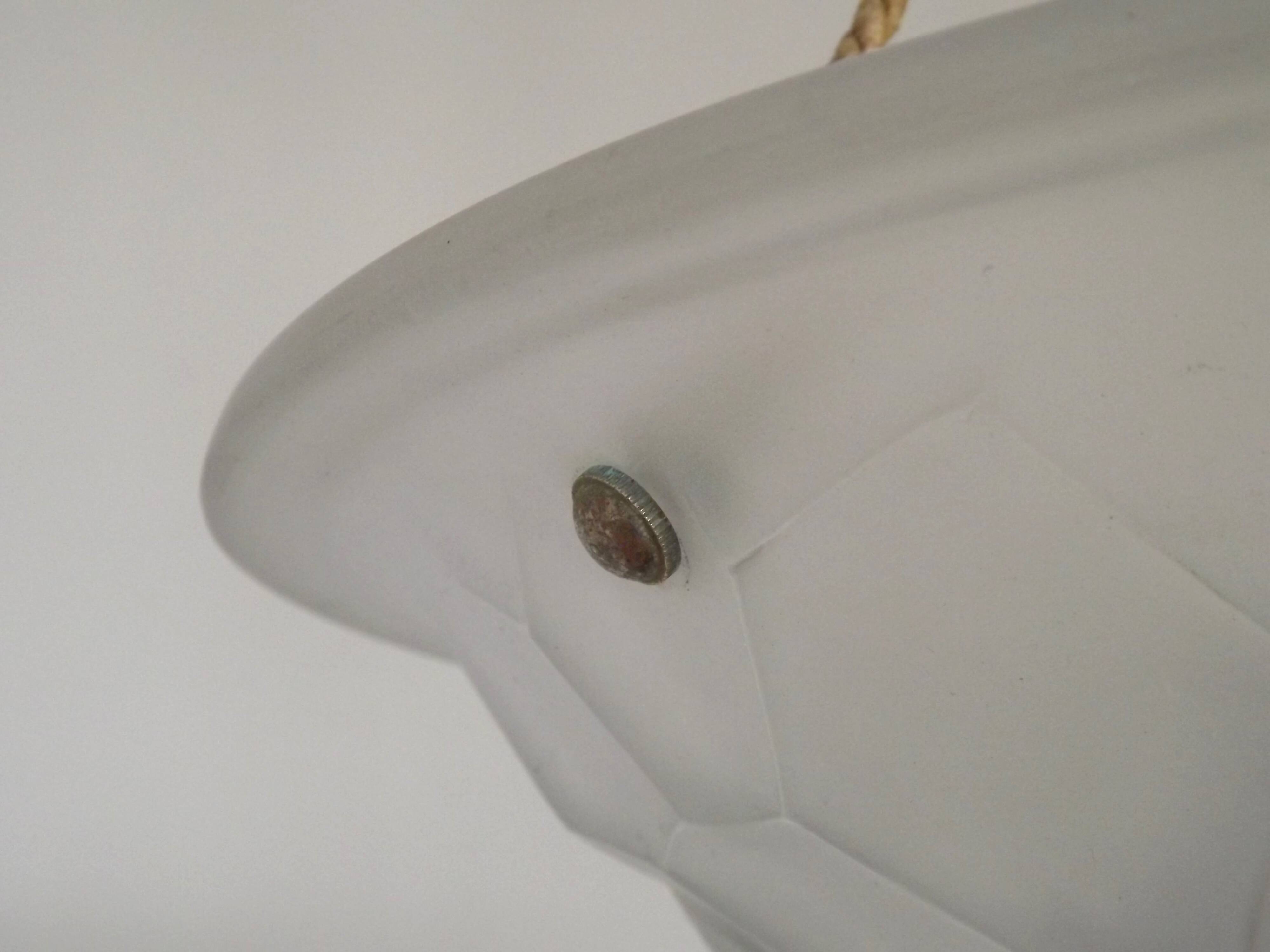 French Art Deco Ceiling Light ROS Degue Frosted Molded Glass Plafonnier