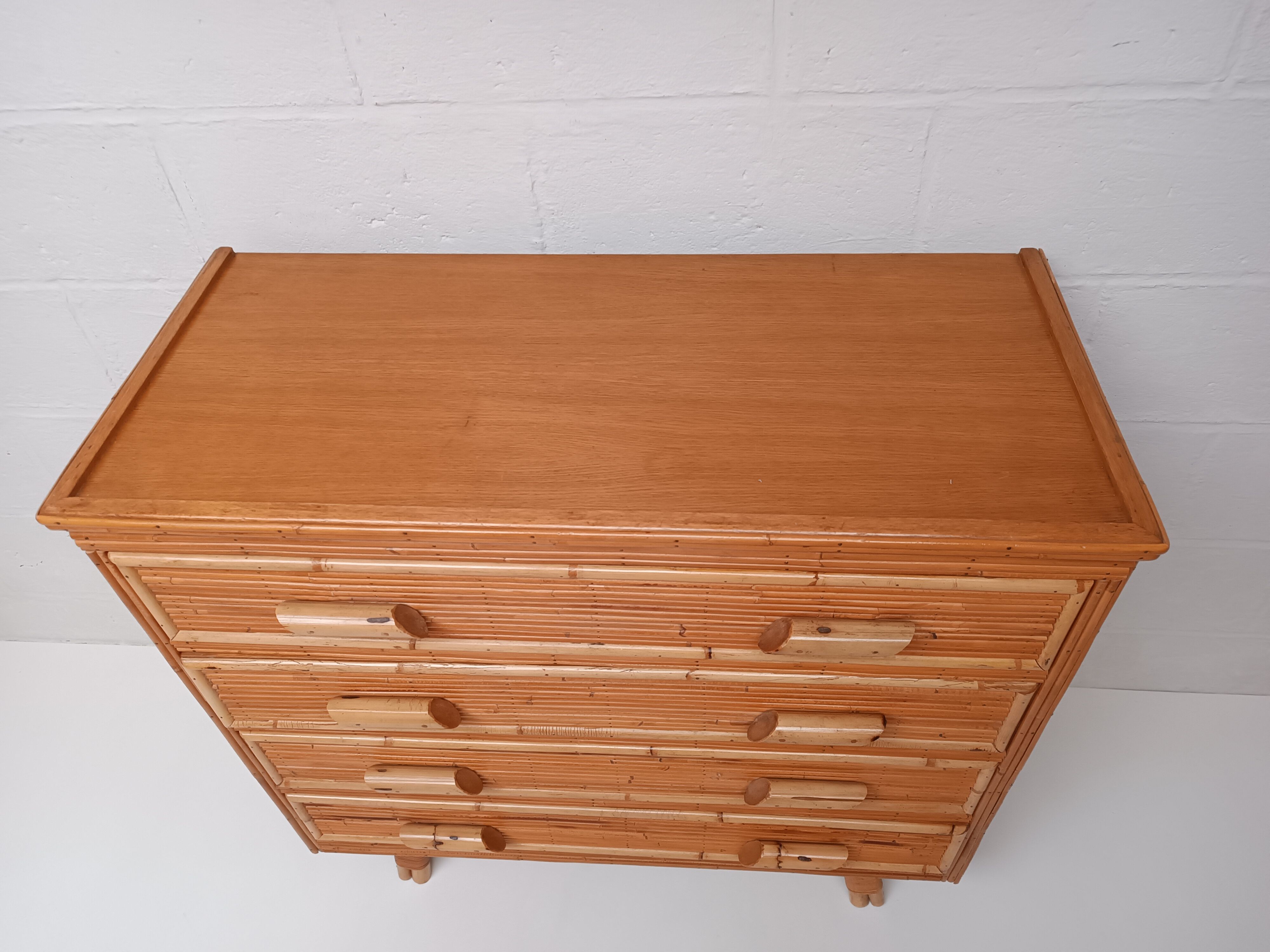 Rattan chest of drawers 60s-70s