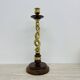 Large antique brass candle stick with wooden details, 1930s