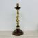 Large antique brass candle stick with wooden details, 1930s