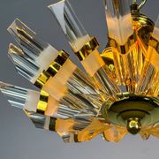 Sun-shaped chandelier by Oscar Torlasco for StilKronen, cut Murano glass, Italy 1970s