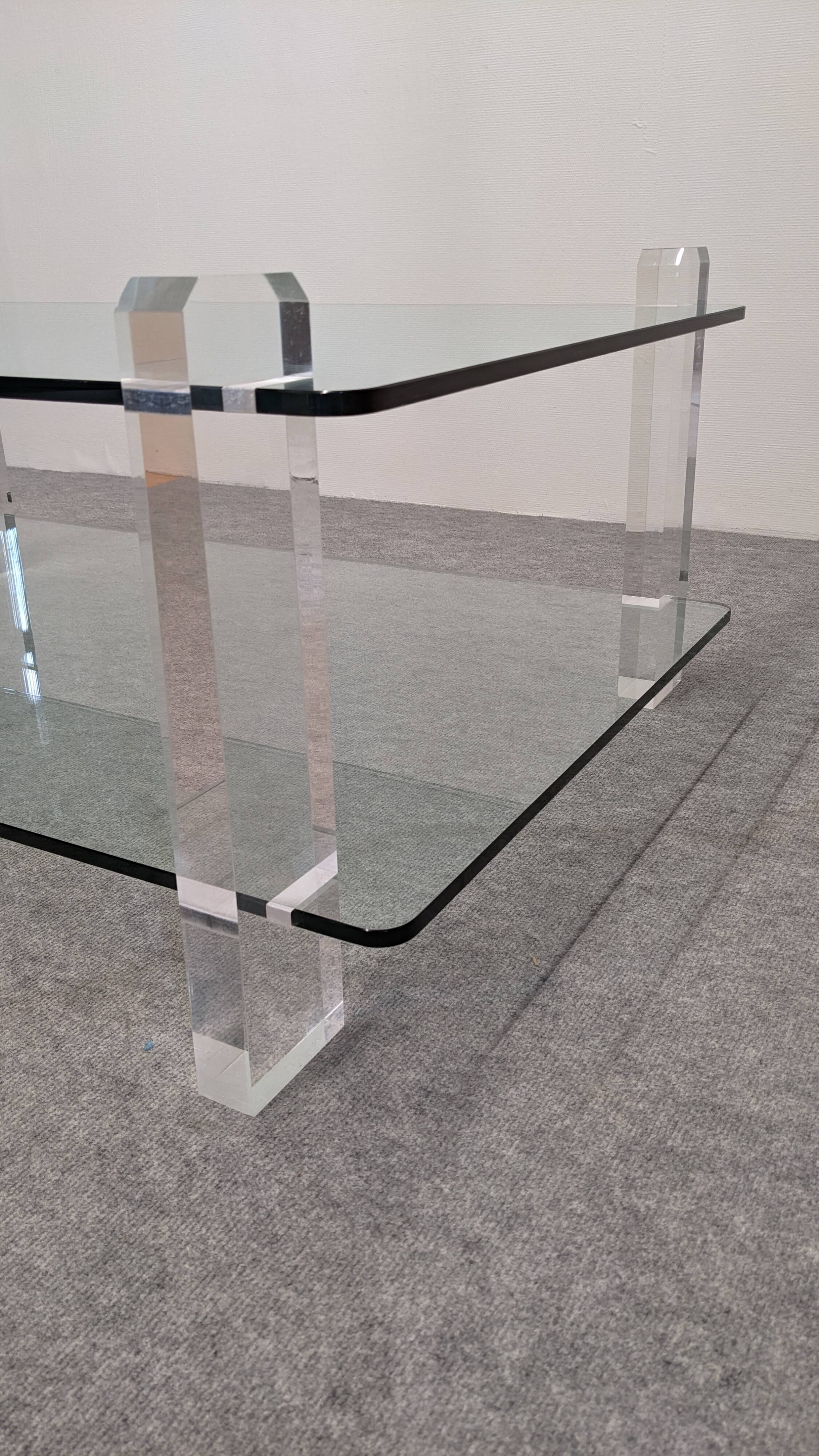 Glass and Lucite coffee table by Karl Springer, USA circa 1980