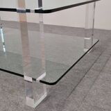 Table basse en verre et lucite de Karl Springer, USA vers 1980