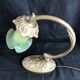 Lampe française en laiton style art déco - abat-jour en pâte de verre signée vianne