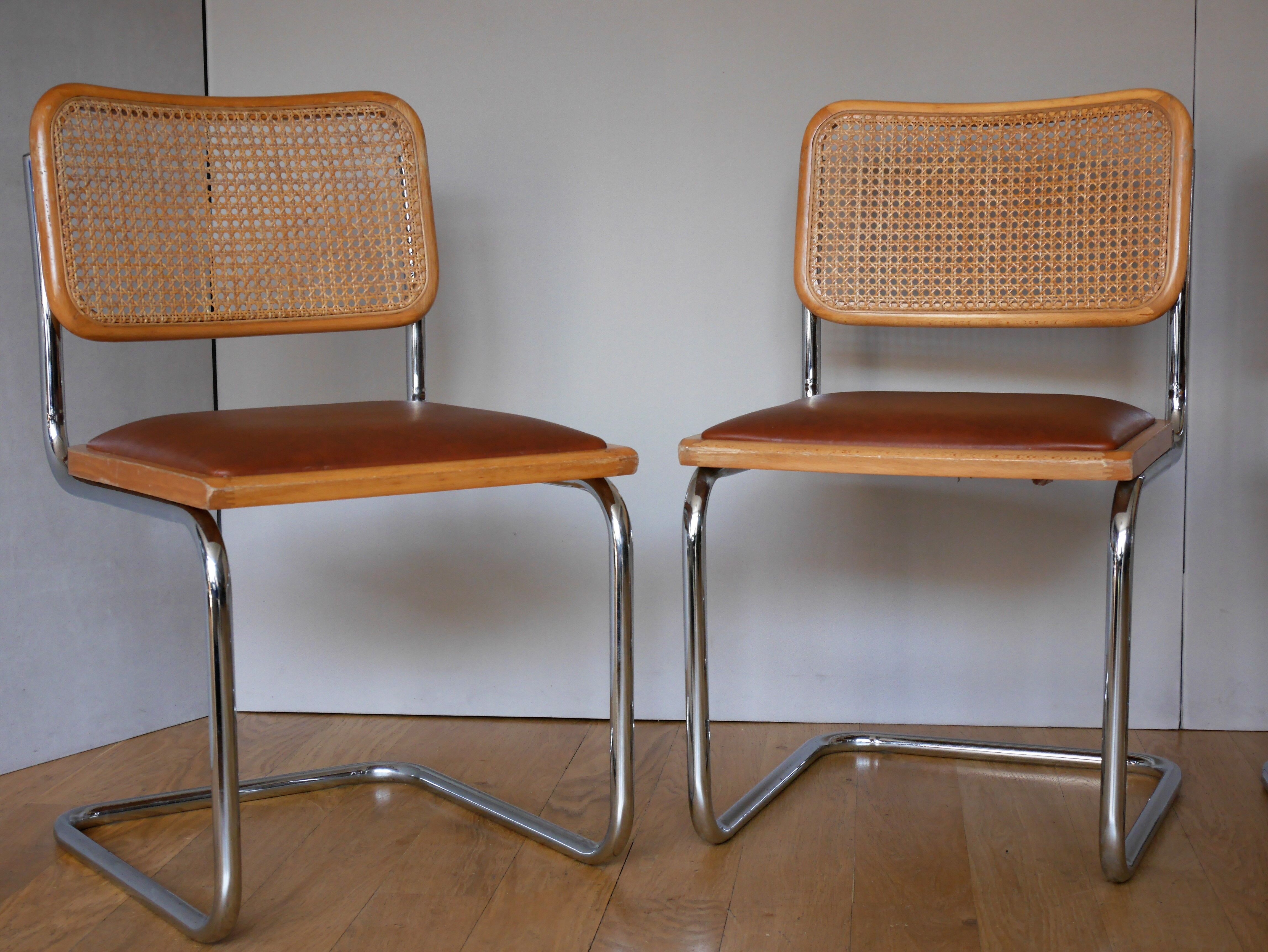 4 chaises Cesca B32 de Marcel Breuer années 70