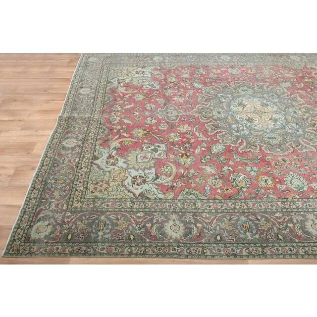 1970s Vintage Persian Handmade Wool Red Area Rug 296x391