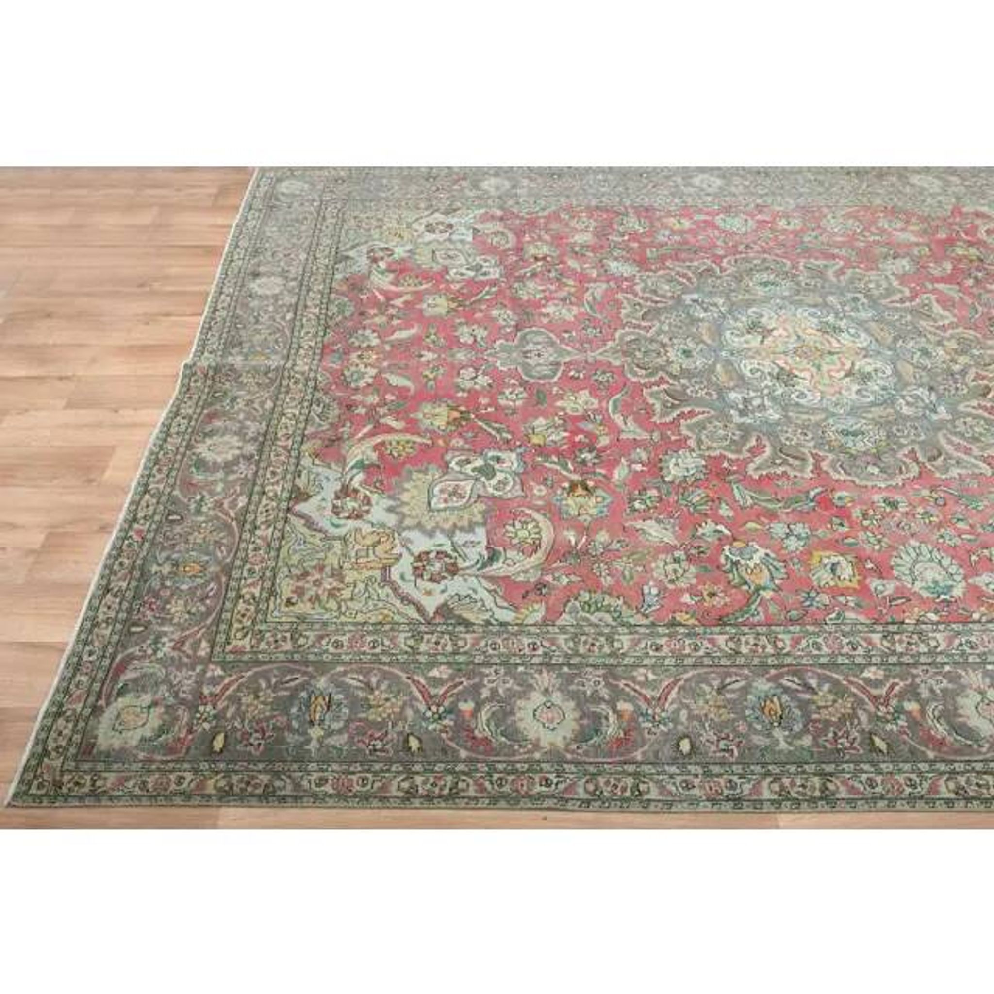 1970s Vintage Persian Handmade Wool Red Area Rug 296x391
