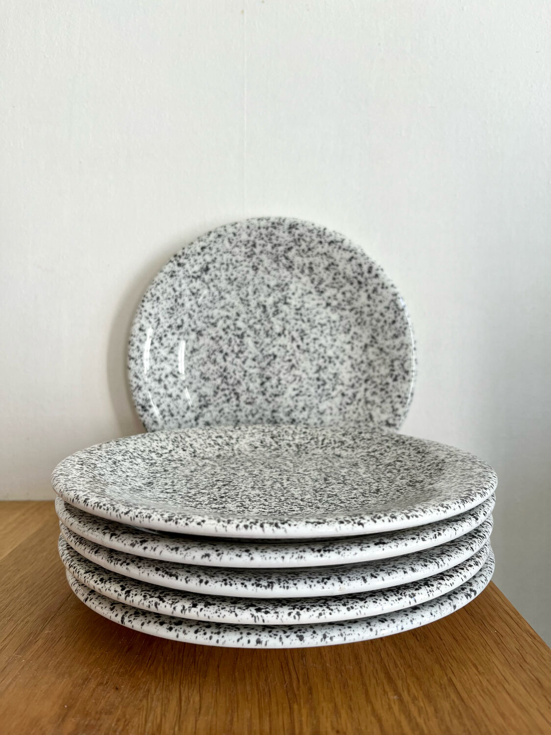 5 dessert plates in speckled Italian ceramic