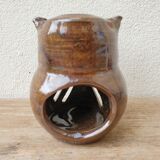 Stoneware owl candle holder