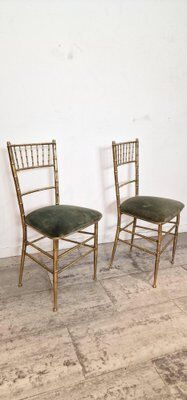 Set of 2 opera chairs in faux bamboo, France, 1940s