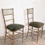 Set of 2 opera chairs in faux bamboo, France, 1940s