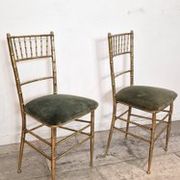 Set of 2 opera chairs in faux bamboo, France, 1940s