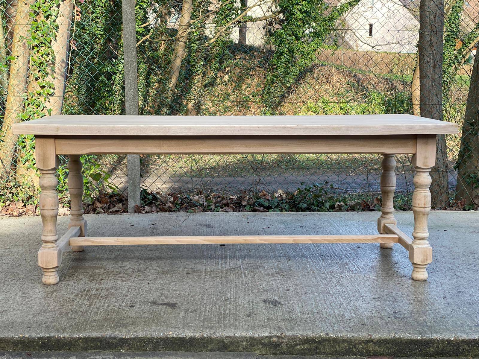 Renovated extendable farmhouse table in raw oak 280cm