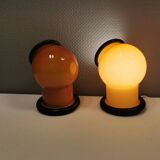 A set of EPOKE II wall lights, designed by Michael Bang for Holmegaard Denmark 1975-1981.
