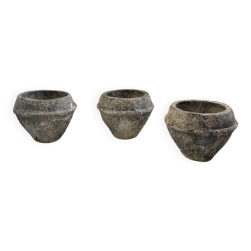 Trio de pots jardinières pierre et ciment début 1900