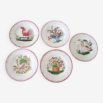 5 Old Saint Clément Style Ceramic Plates