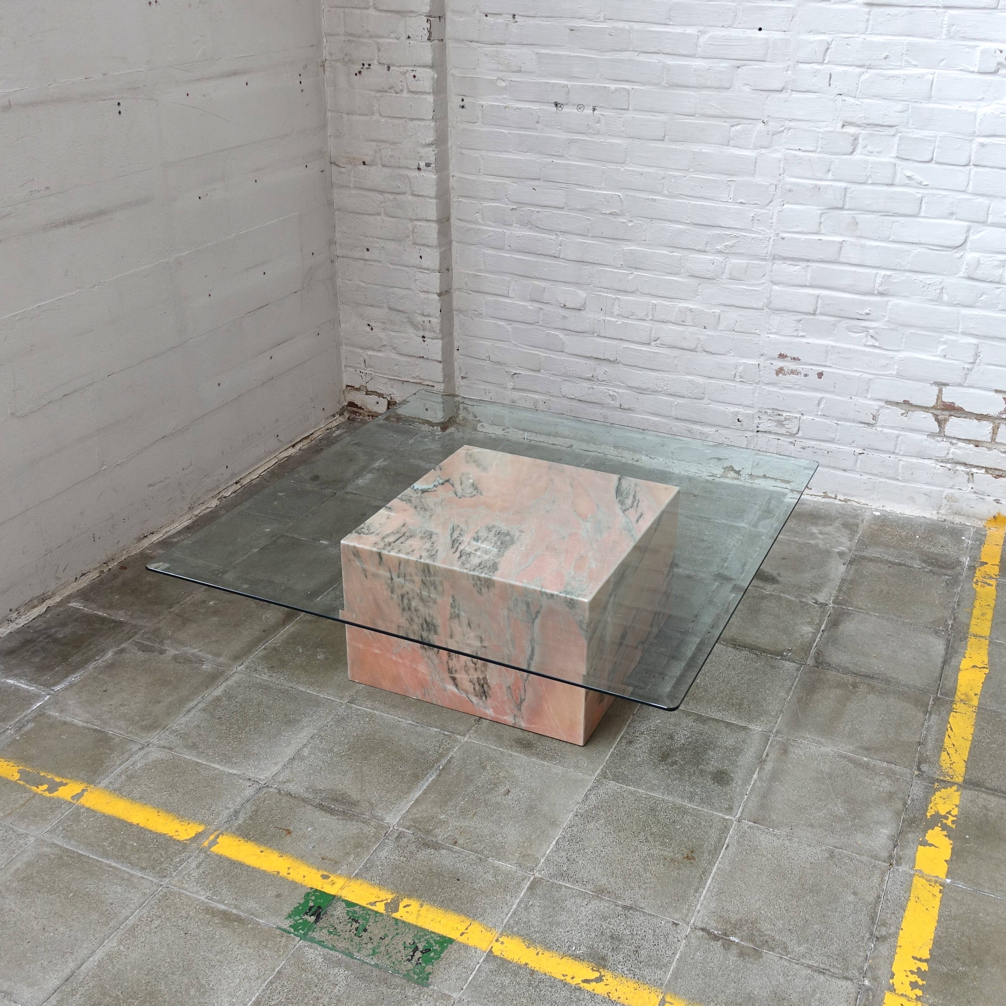 Marble and glass coffee table