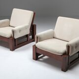 Pair of modern mid-century solid mahogany clubs - 1960