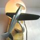 Art deco table lamp aluminum airplane and ball tulip on marble terrace