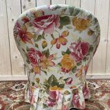 Fauteuil crapaud Napoléon III tissu fleuri