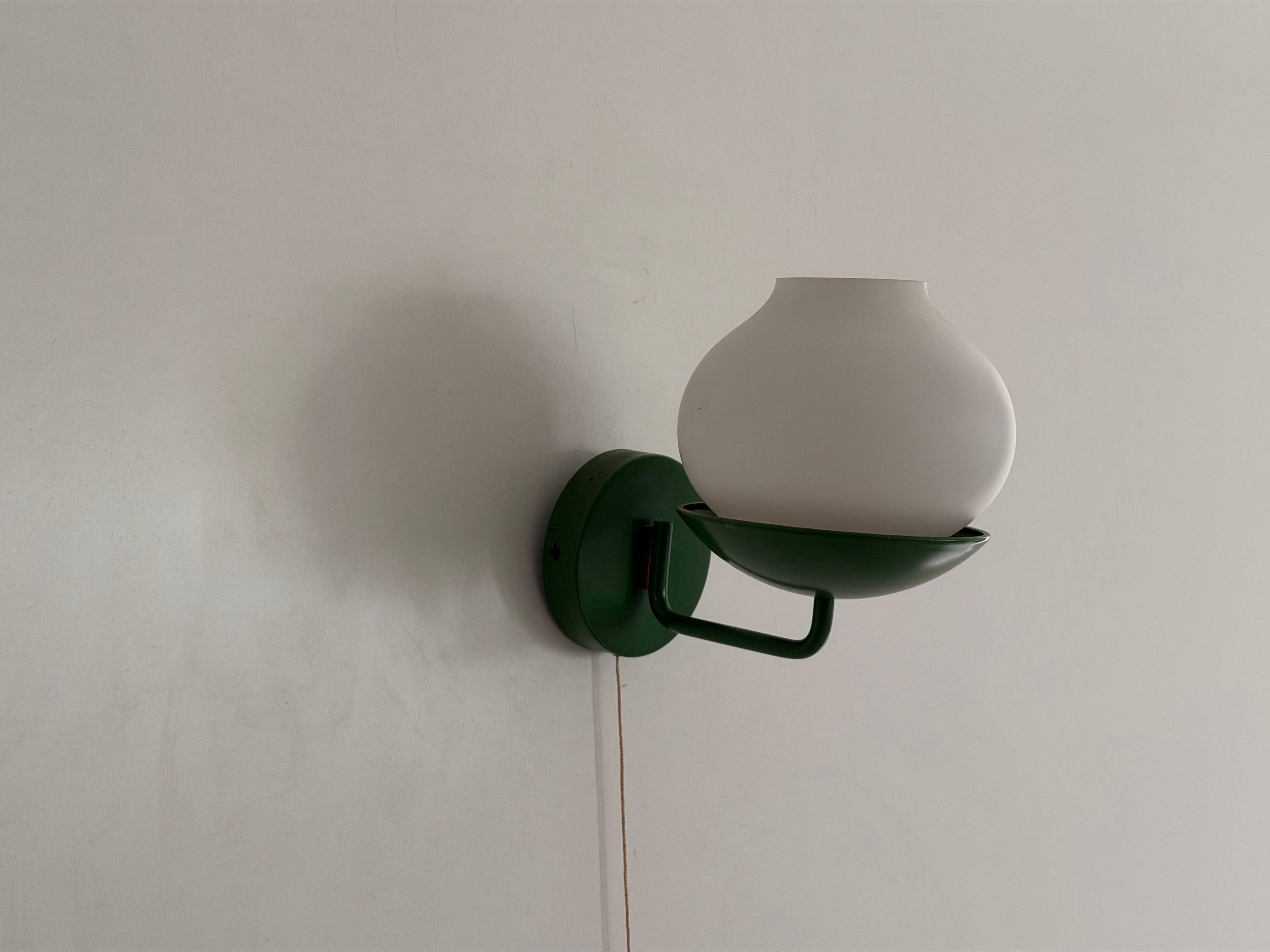 Mid-century green metal and opal glass wall sconce by N Leuchten, 1960s, Germany