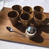 6 vintage Digoin sandstone cups