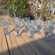 8 large blown glass goblets with bubbles from Biot – Blue signed